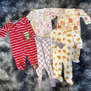 Carter's Colorful Kids Footies Set - Red, Purple, White